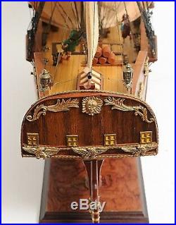 16th Century PIRATE SHIP WOOD MODEL 37-inch Caribbean Brigantine Collectable