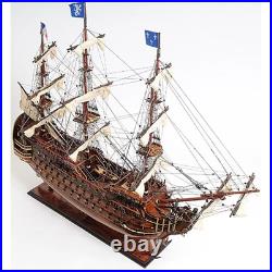 1700s Antique French Navy Tall SHIP MODEL Royal Louis E. E, Large Wooden Display