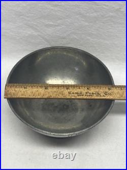 1800s HMS Champion Pewter British Navy Military Ship Mess Bowl Vtg Old Antique