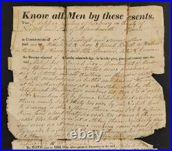 1824 antique DEED roxbury norfolk ma NEWTON by FAY meadow upland westborough