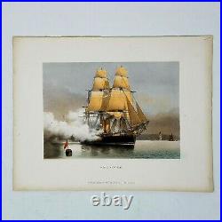 1880 Original Print Navy Ship HMS Neptune Warship Military Battleship