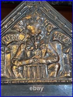 1890s Antique USS OLYMPIA Our Nations Pride Hammered Copper On Wood Mirror RARE