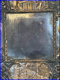 1890s Antique USS OLYMPIA Our Nations Pride Hammered Copper On Wood Mirror RARE