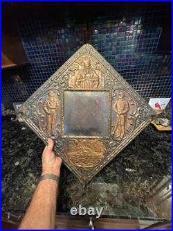 1890s Antique USS OLYMPIA Our Nations Pride Hammered Copper On Wood Mirror RARE