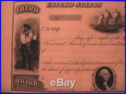 1897 1898 U. S. Navy Unused Sheet Of Three Bill Of Exchange Very Rare Unique