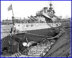 1898 Photo of Battleship USS Oregon in Drydock Brooklyn Navy Yard