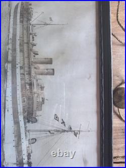 1900's Navel Military Ship USS Comfort United States E. Muller Jr. NY Framed