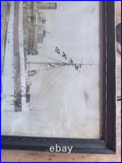 1900's Navel Military Ship USS Comfort United States E. Muller Jr. NY Framed