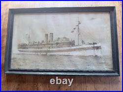 1900's Navel Military Ship USS Comfort United States E. Muller Jr. NY Framed