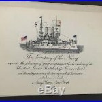 1904 Original Invitation to the launching of the Battleship Connecticut