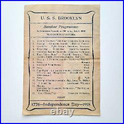 1918 USS Brooklyn Independence Day Programme Program Music Boxing Navy Ship