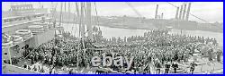 1919 Panoramic NEGATIVE. USS CALAMARES at BOSTON 301st Engineer Supply Train