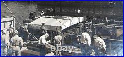 1940s Edw STEICHEN-type Silver PHOTOGRAPH -LOADING 65 Ton DIESEL onto NAVY SHIP