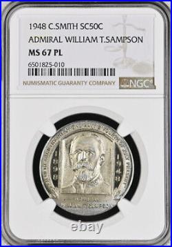 1948 C. Smith Medal (SC50c) Admiral William Sampson MS67 PL NGC Navy Token