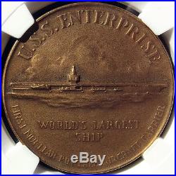 1960 USS Enterprise Christening Medal HK578 MS65 NGC, Virginia Token
