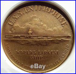 1960 USS Enterprise Christening Medal HK578 MS66 NGC, Virginia Token