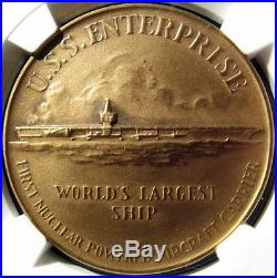 1960 USS Enterprise Christening Medal HK578 MS67 NGC, Virginia Token