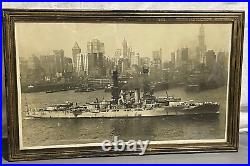 20x12 MOSER c1915 photo USS ARKANSAS Dreadnought Battleship WWI NEW YORK Harbor 20x12 MOSER c1915 photo USS ARKANSAS Dreadnought Battleship WWI NEW YORK Harbor