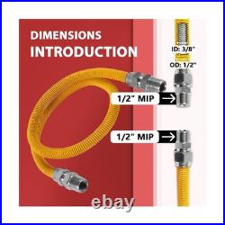 5Pcs EFIELD 72L Flexible Gas Line Connector, 1/2ODx 1/2MIP(HOSE073-5) 5