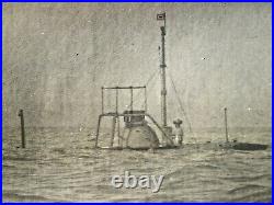 74294 Rare Original Photo ca 1905 US Navy Submarine S-2 (Plunger) at Sea 2nd sub