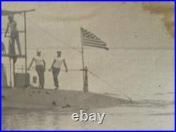 74295 Rare Original Photo c 1910 US Navy Submarine B-2 (Cuttlefish) SS-11 w crew