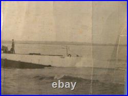 74297 Rare Original Photo c 1918 US Navy Submarine O-3 (SS-64) with crew underway