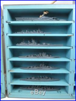 ANTIQUE FULL SET FRAMBURG 5-A BRITISH MINIATURE SHIP RECOGNITION MODELS With CASE