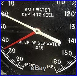 AUTHENTIC WWII SUBMARINE 18 SALT WATER DEPTH TO KEEL DEPTH GAUGE 165 FT. DEPTH