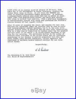 Admiral HYMAN RICKOVER Signed Letter from NUCLEAR-POWERED GUIDED-MISSILE CRUISER