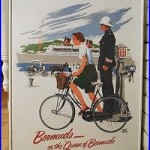 Adolph Treidler Queen Of Bermuda Framed Travel Porcelain Advertising Sign