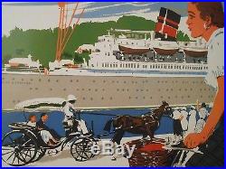 Adolph Treidler Queen Of Bermuda Framed Travel Porcelain Advertising Sign