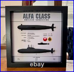 Alfa Class Submarine Memorial Display Shadow Box, Project 705 Lira, 9 x 9