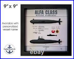 Alfa Class Submarine Memorial Display Shadow Box, Project 705 Lira, 9 x 9