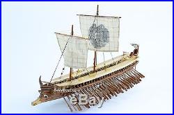 Ancient Greek Vessel Trireme 480 B. C Warship Handmade Boat Model 32