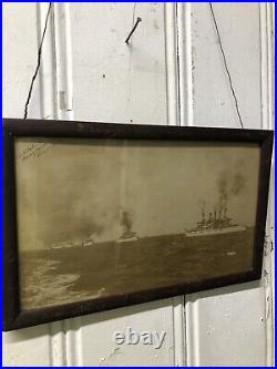Antique 1907 O. W. Waterman Photograph US Atlantic Fleet Leaving Hampton Road USN