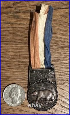 Antique 1919 Mare Island U. S. S. California Battleship BB-44 Launch Medal Ribbon