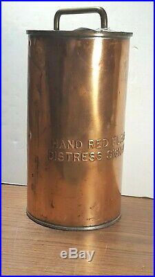 Antique Bright Brass HAND RED FLARE DISTRESS SIGNAL CANISTER from USS BRITIAN