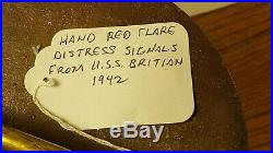Antique Bright Brass HAND RED FLARE DISTRESS SIGNAL CANISTER from USS BRITIAN