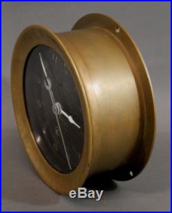 Antique CHELSEA CLOCK U. S. Navy Boston Ships Deck Clock Brass Case Black Face