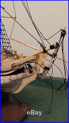 Antique Prisoner of War 28 Gun Frigate Bone Model Ship needs repairs