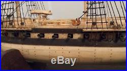 Antique Prisoner of War 28 Gun Frigate Bone Model Ship needs repairs