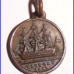 Antique RN 1905 HMS Victory Contains Copper From Ship Medalet Nelson Relic BFSS