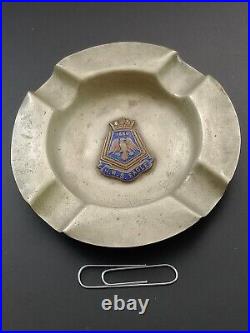 Antique Rare Metal Ashtray Hms Eagle Aircraft Carrier Royal Navy Enameled Emblem