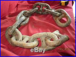 Antique Rusty 6 3/4 Stud Link Anchor Chain Marine Ship Nautical Decor 45 sectn