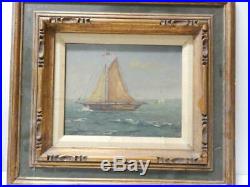 Antique Sail Boats Sgnd Oil Painting On Board Vintage Nautical Marine Old Master