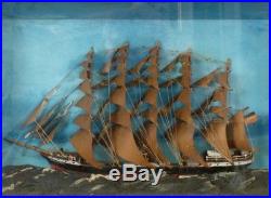 Antique Ship Diorama Of The Pruessen, A Real 5 Masted Ship