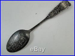 Antique Sterling Silver Souvenir Spoon Battleship Wisconsin Pabst Brewery Vtg