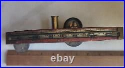 Antique, Tin Flywheel Span Am War Style Gun Boat Toy Ship, Lithographed