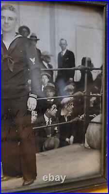 Antique US Navy Smokers Boxing Photo! Sailor Jimmy Woodruff Signed! USS NEVADA