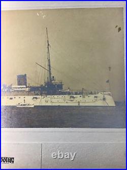 Antique Uss Minneapolis (c-13) United States Battleship Albumen Photo